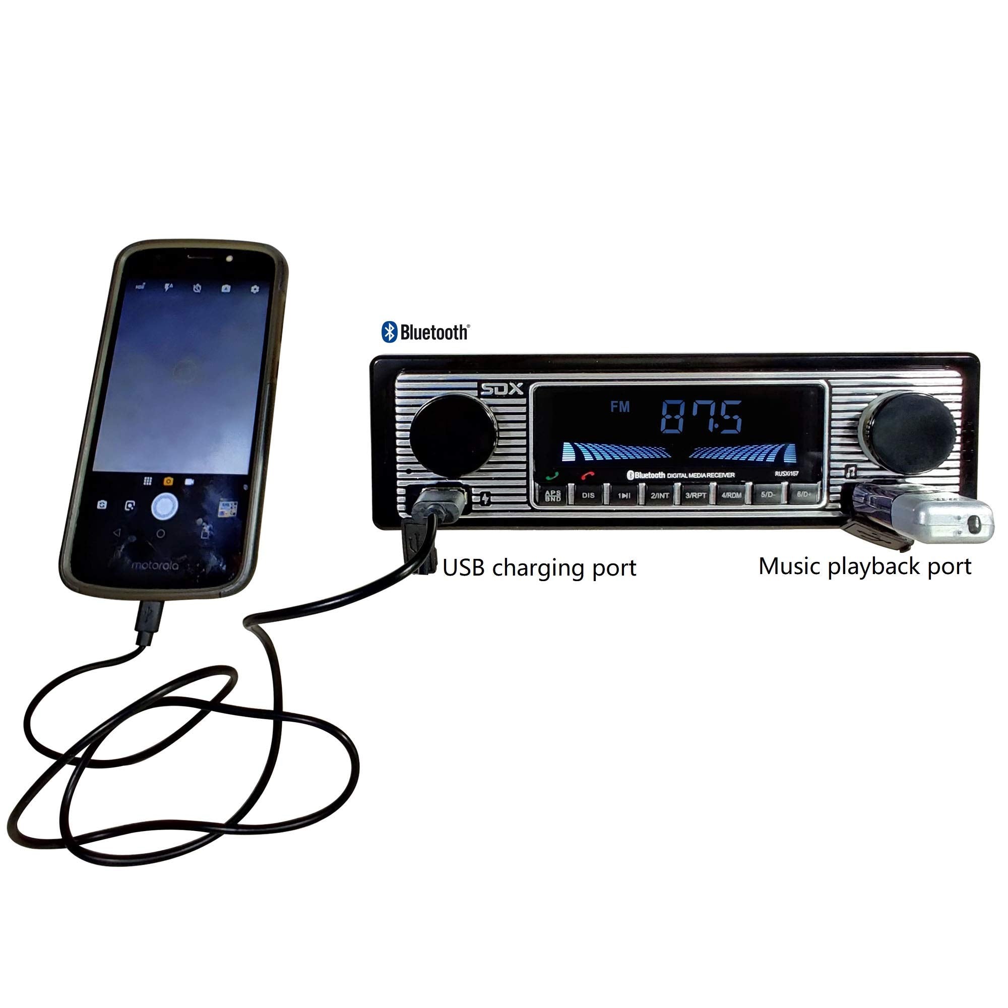 Sdx Audio Bluetooth Radio Receiver, Mp3 Player With Usb Charger, Mp3/Usb, Aux-In, Built-In Microphone Hands-Free, Multi Color Il