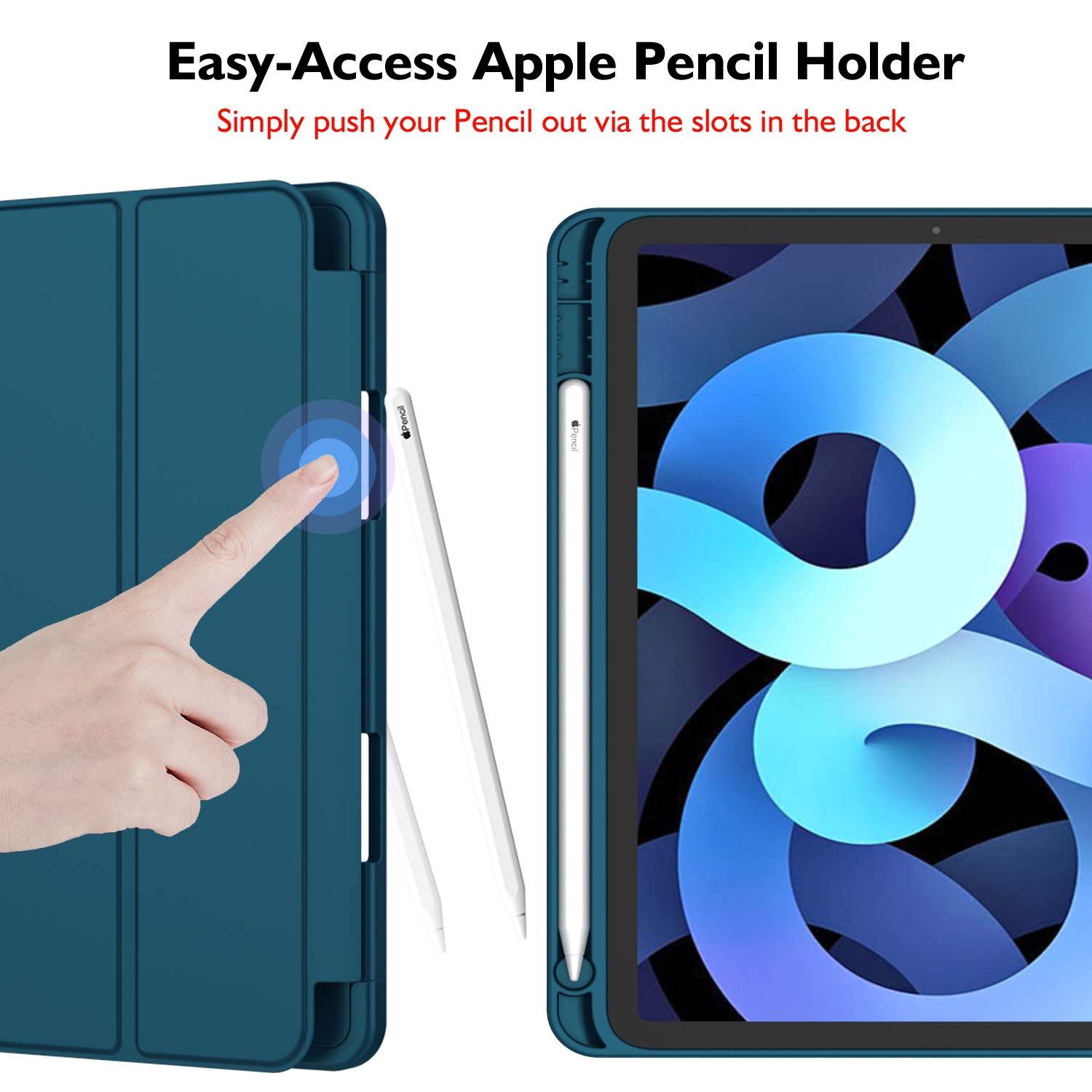 Imieet Ipad Air 11 Inch Case M3(2025) / M2 (2024), Ipad Air 5Th/4Th Generation Case 2022/2020 10.9 Inch With Pencil Holder,Trifold Stand Smart Case With Soft Tpu Back(Emerald)