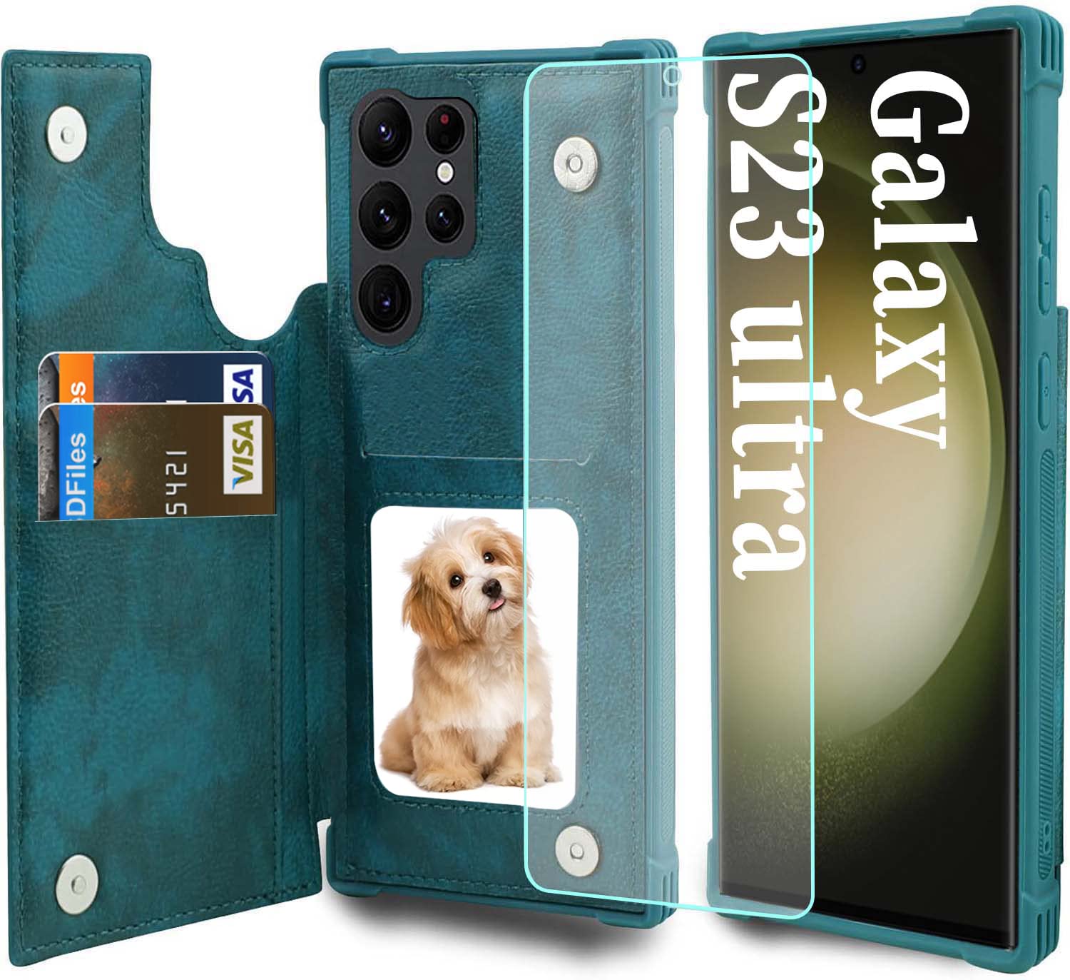 Vanavagy Wallet Case Compatible For Galaxy S23 Ultra For Women And Men,Leather Flip Folio Phone Cover Fits Magnetic Car Mount Wi