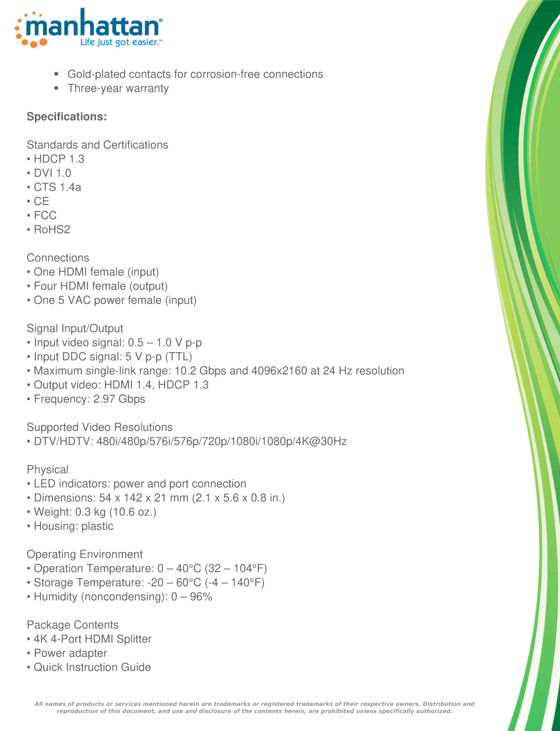 Manhattan 4-Port Hdmi Splitter