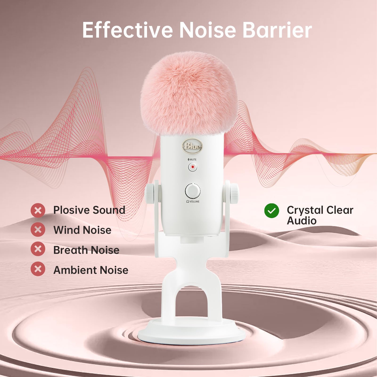 Phantaccy Pop Filter/Windscreen For Blue Yeti And Yeti Pro Microphones, Furry Mic Cover For Wind And Ambient Noise Reduction