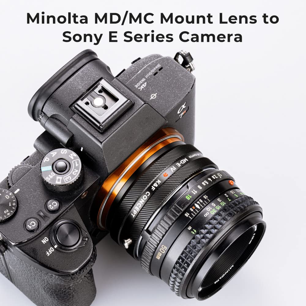 K&F Concept Lens Mount Adapter Md Nex Iv Manual Focus Compatible With Minolta Rokkor (Sr/Md/Mc) Lens And Sony E Mount Camera Body