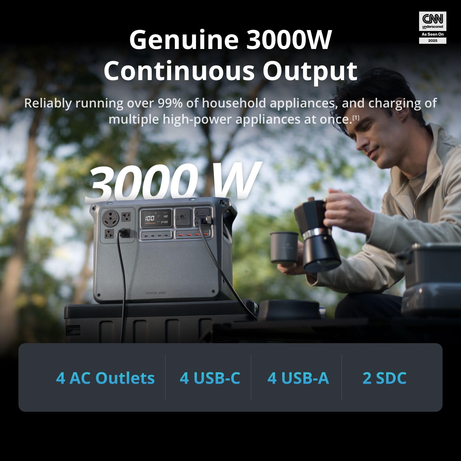 Dji Power 2000 Portable Power Station, Sdc To Mavic 3 Cable, 2048Wh Lfp Battery, Compact Size, 3000W Stable Output, Drone Ready