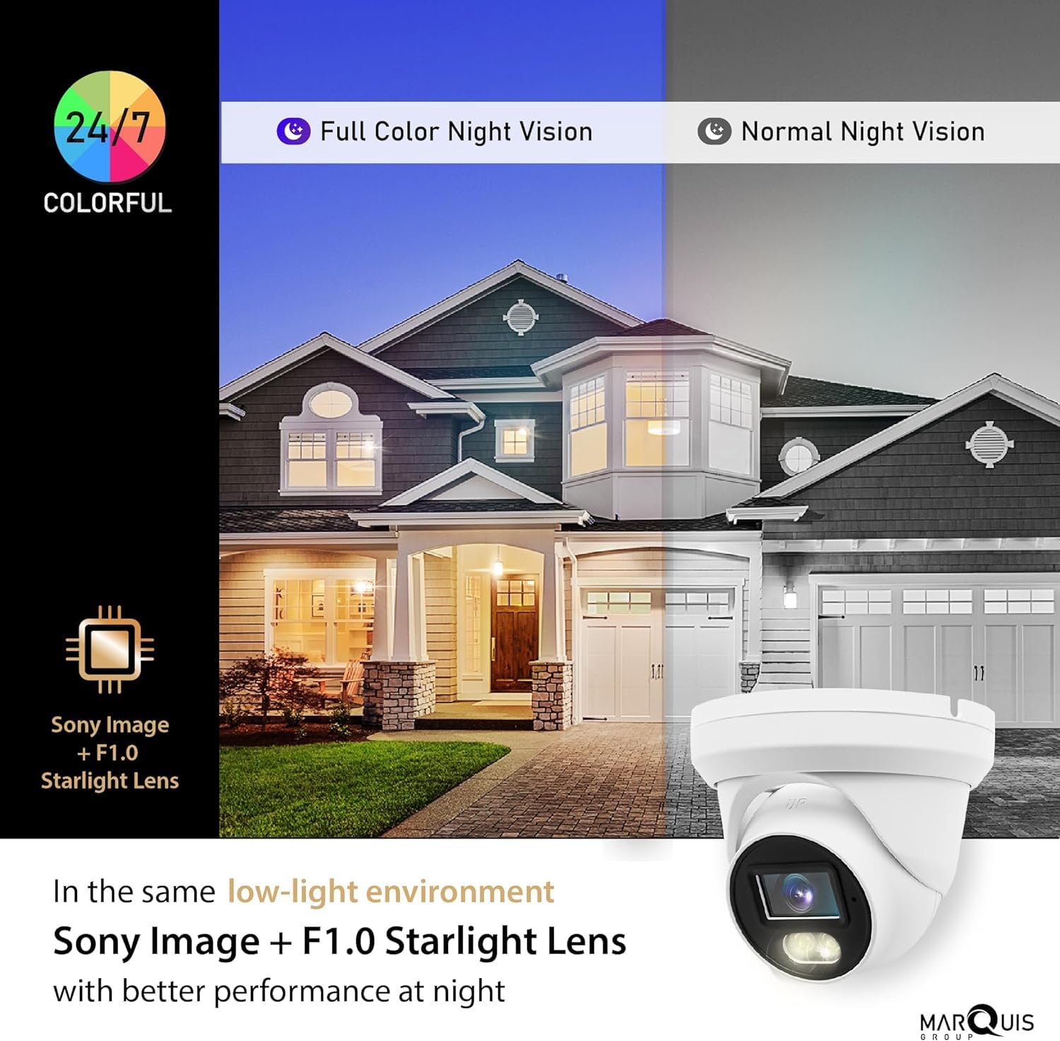 Marquis 4Mp Poe Ip Turret Dome Camera With Audio, Ip Security Camera Outdoor Rated, Waterproof Ip66, 108 Wide Angle 2.8Mm Lens N