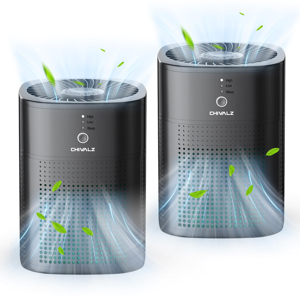 2 Pack Chivalz Air Purifiers For Bedroom, Air Purifiers For Home Bedroom, Quiet Air Cleaner With 24Db Sleep Mode, True Hepa Filt