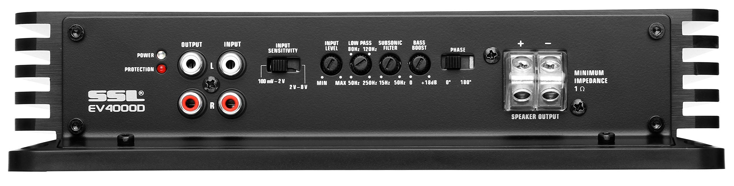 Sound Storm Laboratories EV4000D Monoblock Car Audio Amplifier - 4000W, 1 Ohm, Black, Low Pass Crossover for Subwoofer Bass