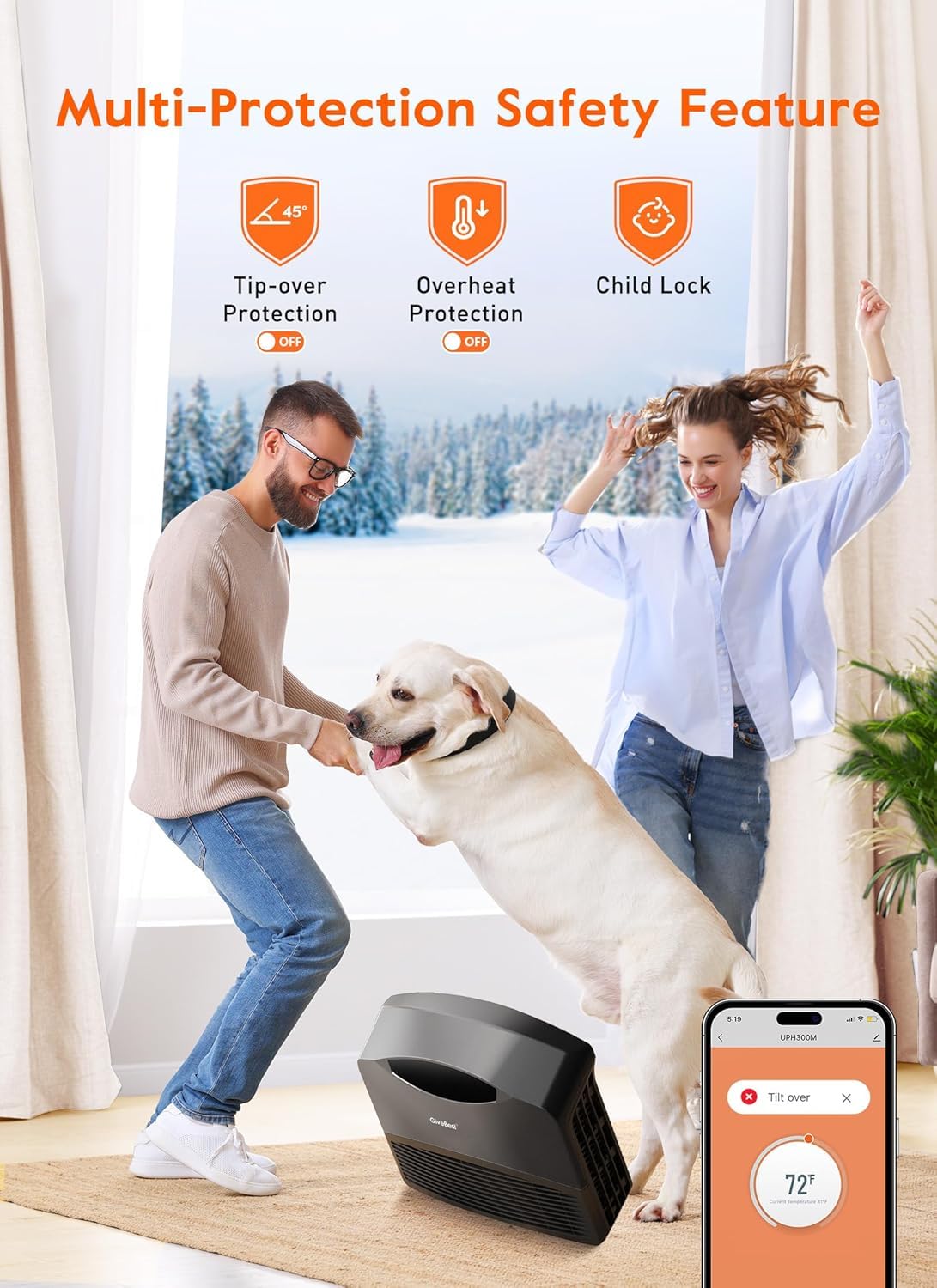 Givebest Smart Wall Heater With Wifi And Remote Control, 1500W Space Heater For Bedroom, Floor Or Wall Mounted Heater, 3 Heating