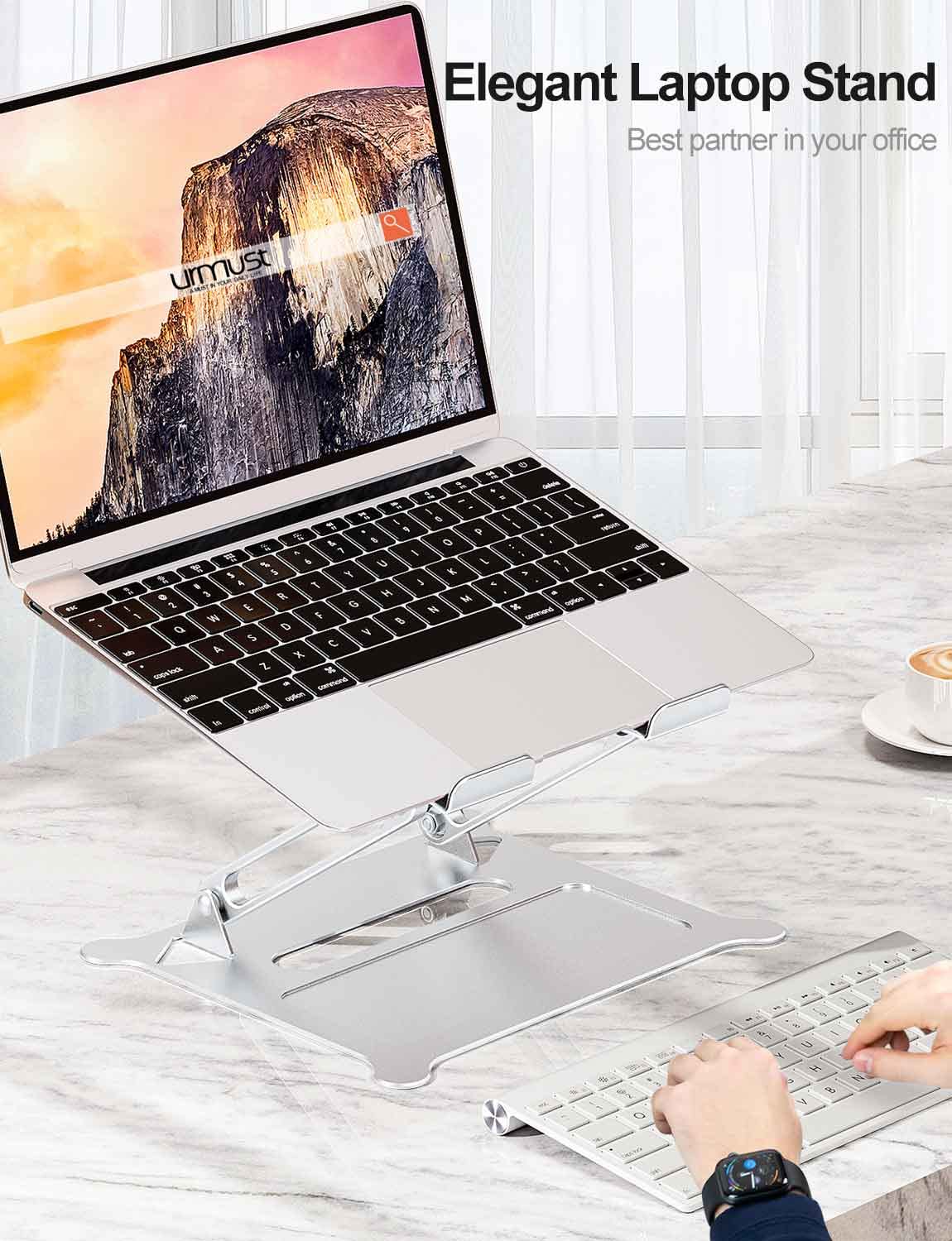 Urmust Laptop Notebook Stand Holder Adjustable Ultrabook Stand Riser Portable Compatible With Macbook Air Pro Hp Dell Xps Lenovo