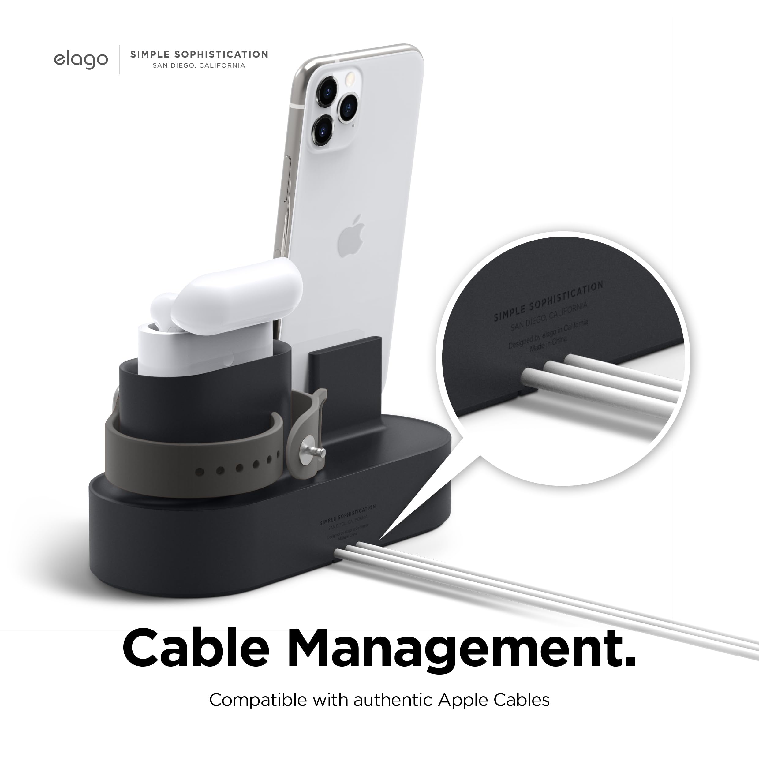 Elago 3 In 1 Charging Station Compatible With Apple Products, Apple Watch Series 10/9/8/7/6/5/4/3/2/1/Se, Apple Airpods Pro 2/1,