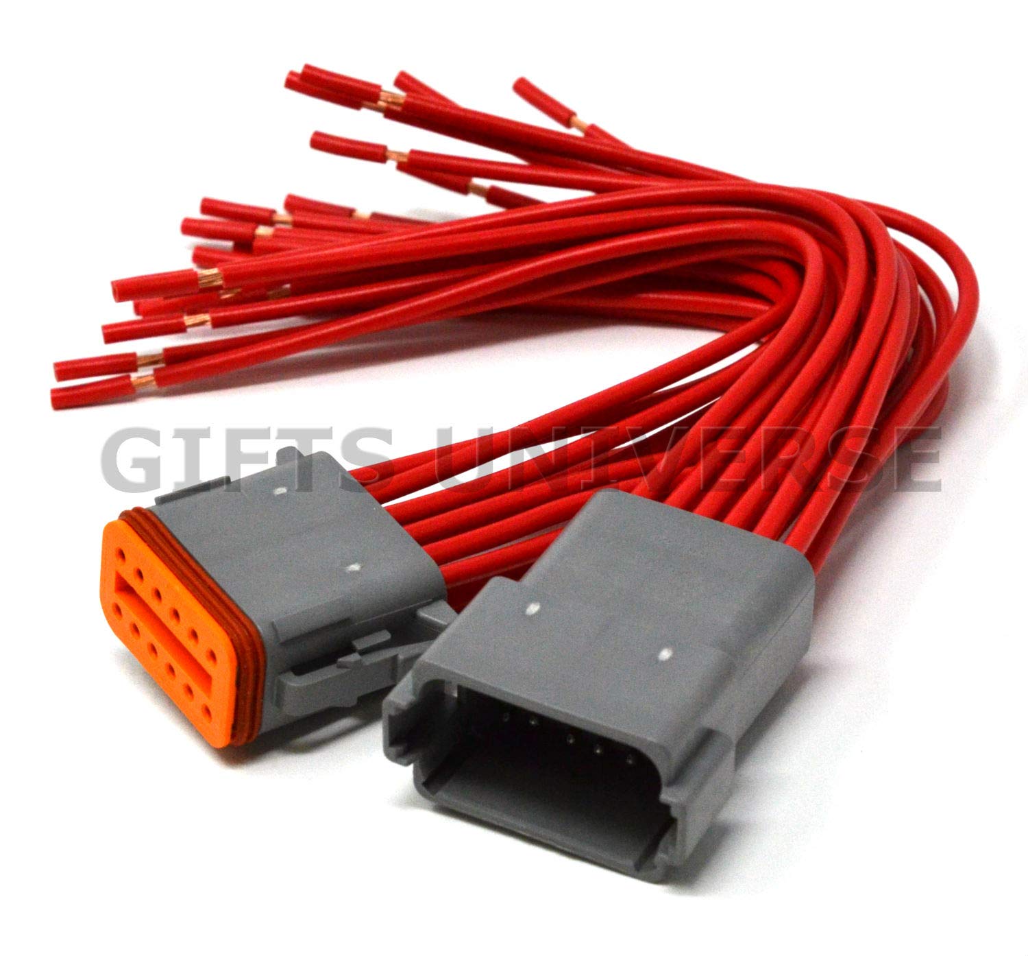 Deutsch Dt 12 Pin Pigtail Kit, 16Awg Nmma Abyc Uscd Certified Boat Rv Wire, 600V, Made In Usa