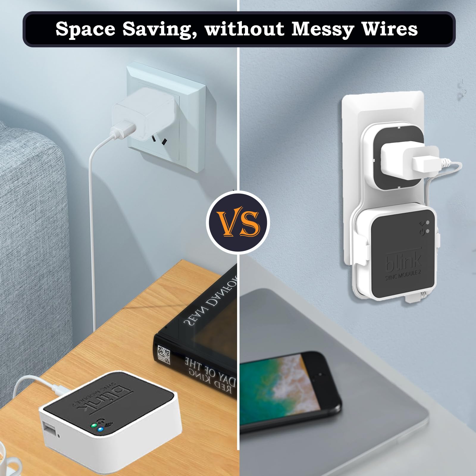 Fieybirt 256Gb Usb Flash Drive & Outlet Mount For Blink Sync Module 2, Space Saving And Easy Move Mount Bracket Holder For Blink