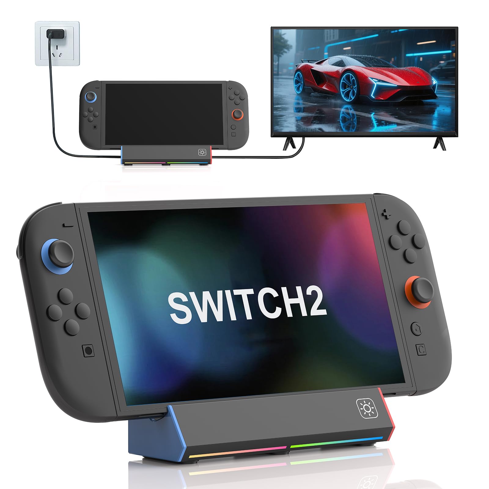 iPLYGAM Switch 2 TV Dock for Nintendo Switch 2, Portable Switch 2 Docking Station Replacement 4K High Definition HDMI/Type C/3.0