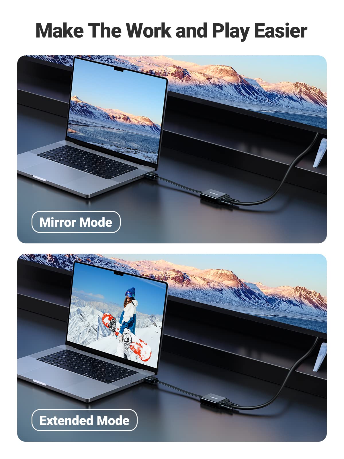 Ugreen Active Hdmi To Vga Adapter With 3.5Mm Audio Jack Hdmi Male To Vga Female Up To 1080P For Pc Laptop Ultrabook Raspberry Pi