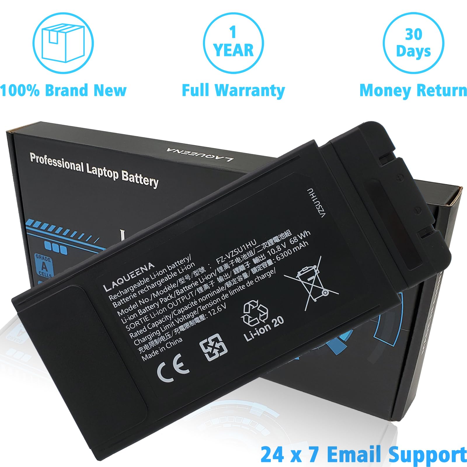 Laqueena Fz Vzsu1Hu Laptop Battery Compatible With Panasonic Toughbook 55 Fz 55 Mk1 Fz Vzsu1 10.8V 68Wh 6 Cell Not Suitable For