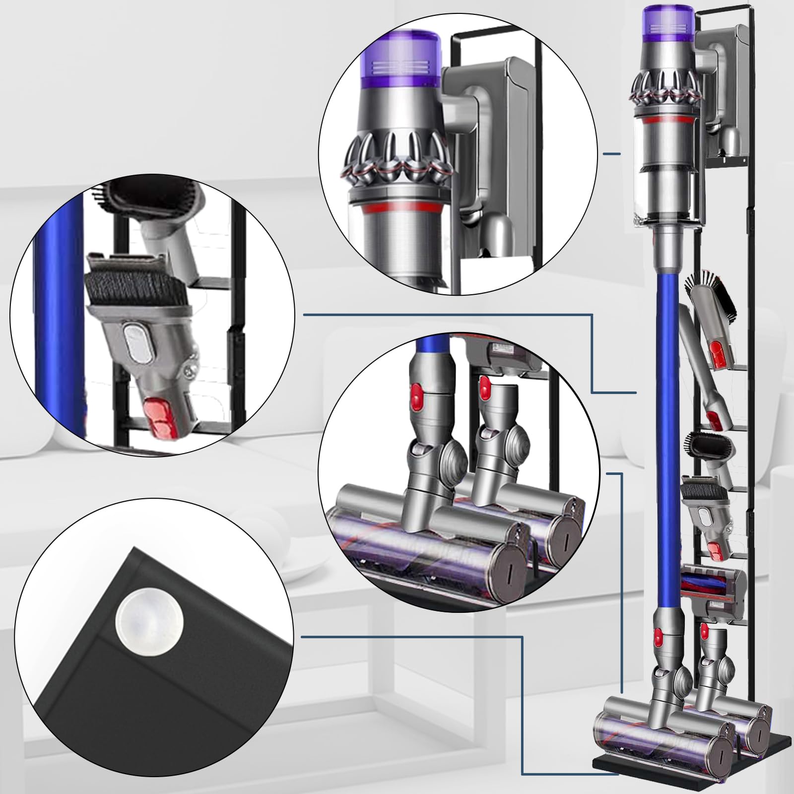 Lasvea Vacuum Stand For Dyson V6, V7, V8, V10, V11, V12, V15 Cordless Cleaners   Heavy Base Metal Bracket Holder With Trigger Lo