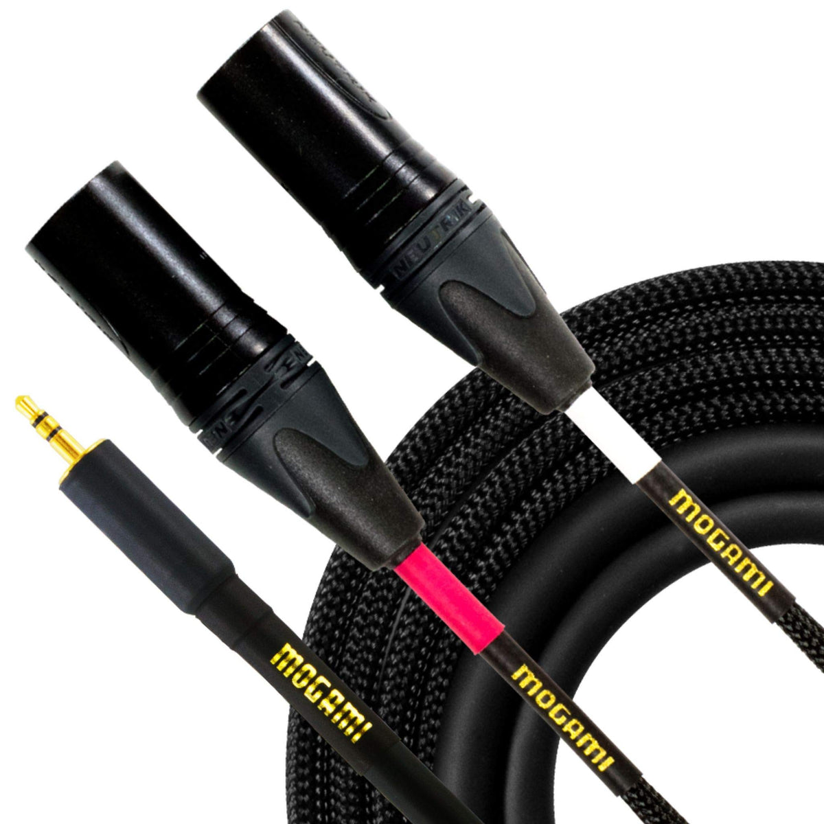 Mogami Gold 3.5 2Xlrm 03 Stereo Audio Y Adapter Cable, 3.5Mm Trs Plug To Dual Xlr Male Plugs, Gold Contacts, Straight Connectors, 3 Foot