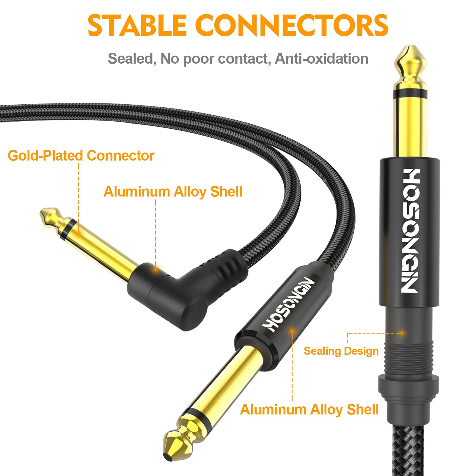 Hosongin Guitar Cable 3.3 Feet 2 Pack   1/4 Inch Electric Instrument Cable Bass Amp Cord For Electric Guitar, Bass Guitar, Elect