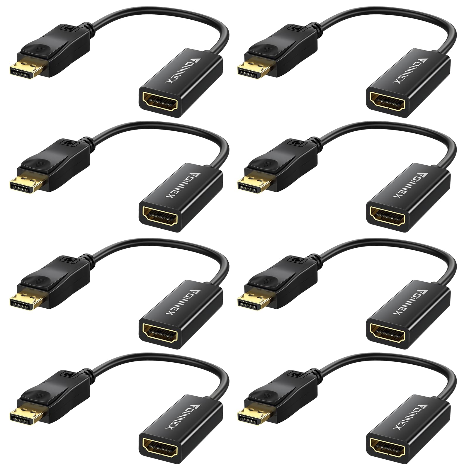 4K Displayport To Hdmi Adapter, 8 Pack Uni Directional Dp To Hdmi Adapters Compatible For Dp Source To Hdmi Dell, Hp, Insignia,
