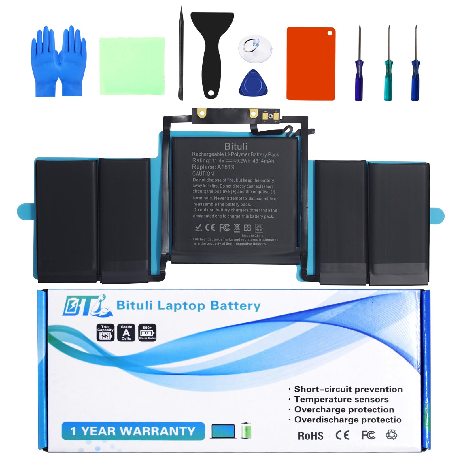 Bituli A1706 A1819 Battery Replacement Laptop Battery Compatible With Mac Book Pro 13 Inch [Late 2016 Year, Mid 2017 Year], Emc