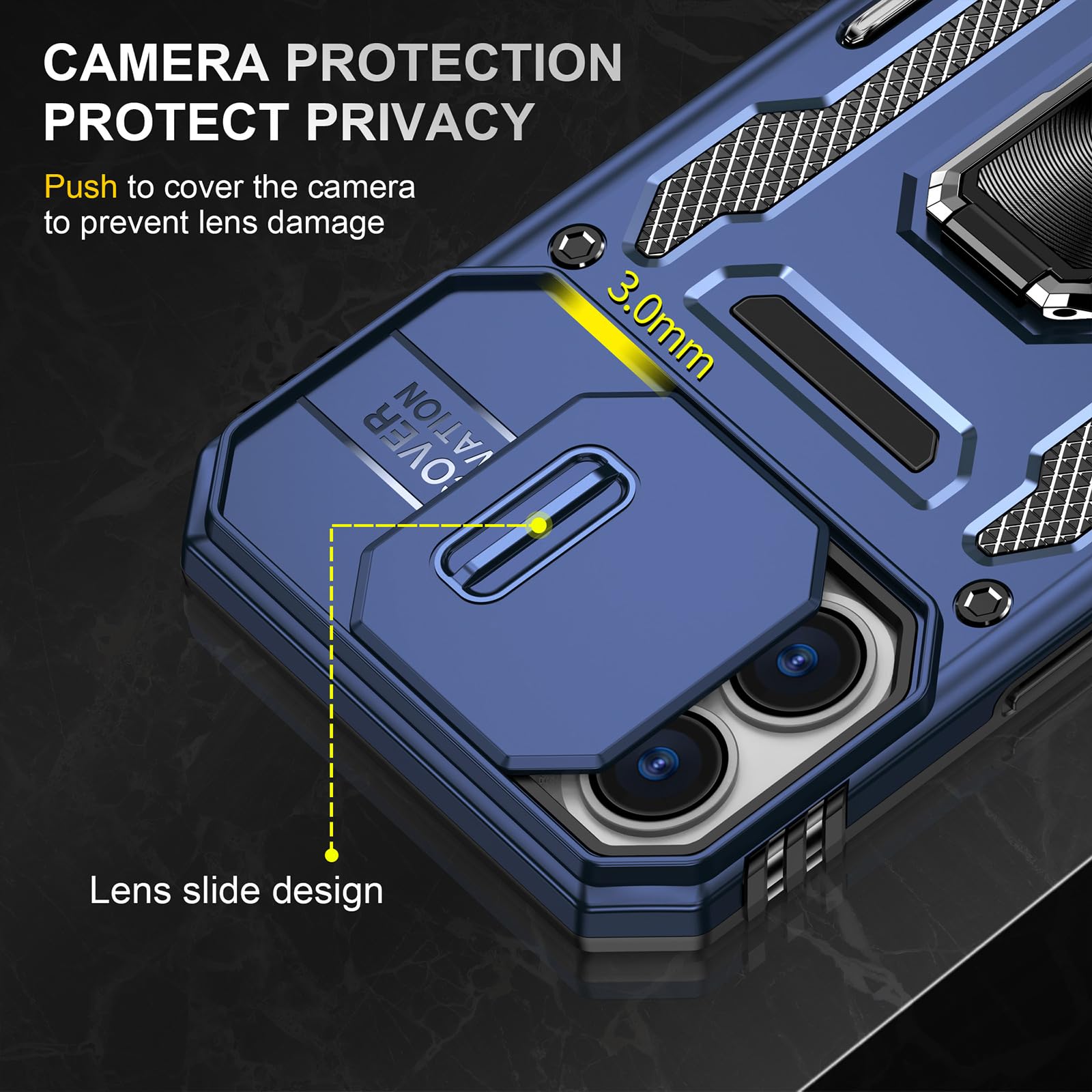 Sefing Case For 16 Iphone Phone Case Iphone 16 Case With Kickstand Ring Holder, With Camera Cover, With Magnet Car Mount Functio