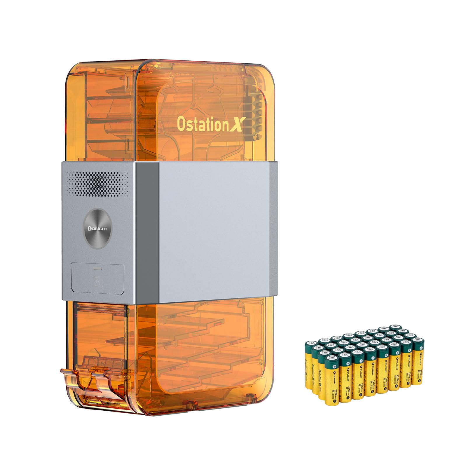OLIGHT Ostation X Battery Charger Exclusively for Rechargeable AA NiMH Comes with 32 Batteries, 3 in 1 Design, Charging&Testing&