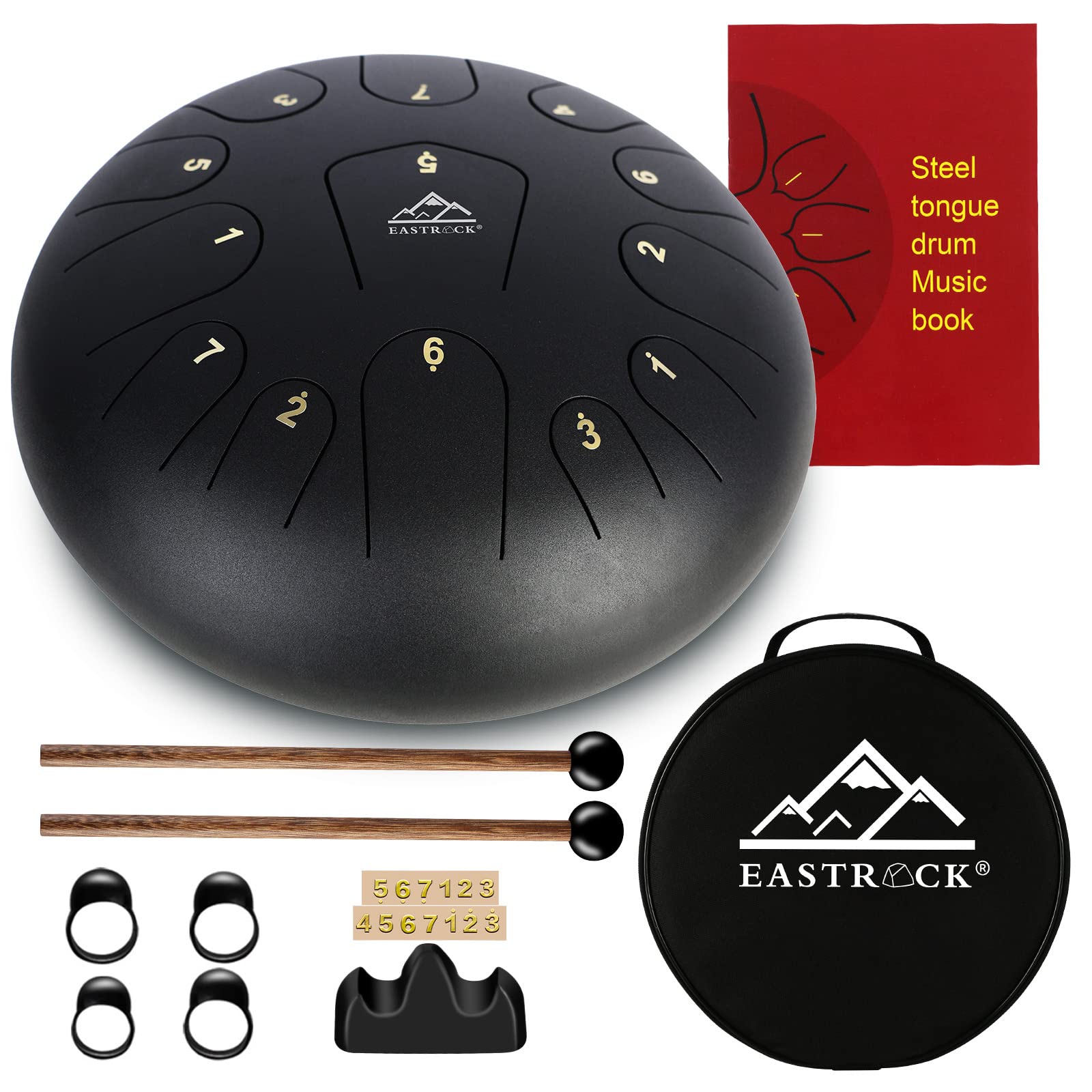 EASTROCK Steel Tongue Drum 13 Notes 12 Inches Percussion Instrument Handpan Drum C Key for Meditation Entertainment Concert Yoga