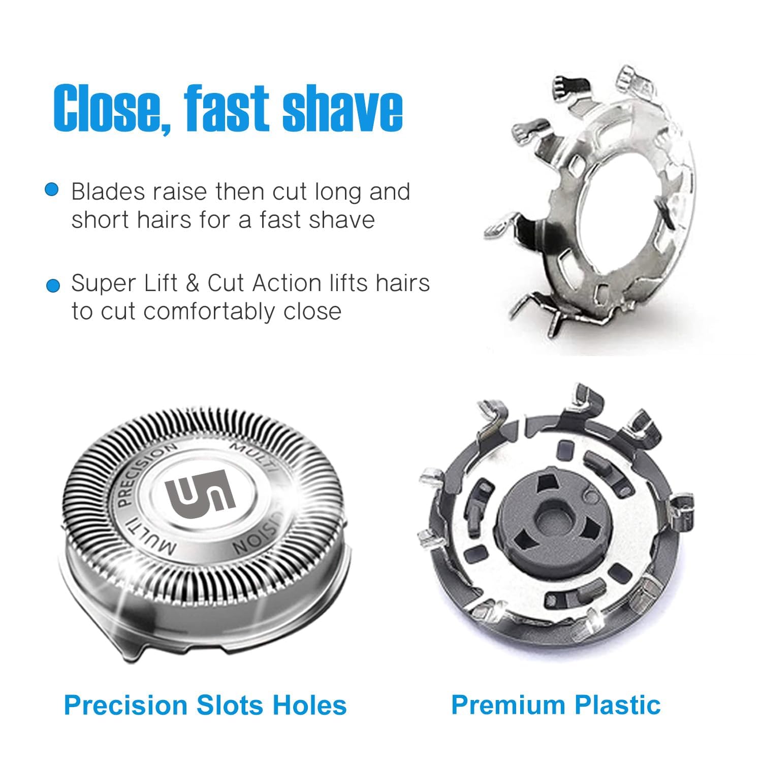 Sh50 Replacement Blades Compatible With Philips Aquatec Shaver, 5000 Shavers Series, 6 Pc Blades With Retaining Rings
