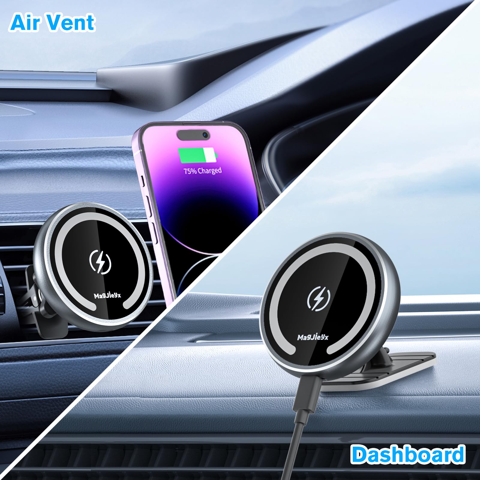 Magnetic Wireless Car Charger For Magsafe Mount For Iphone 14,13, 12, Pro Max, Mini Series All Phones,Airpods3,Qi 15W Fast Charg