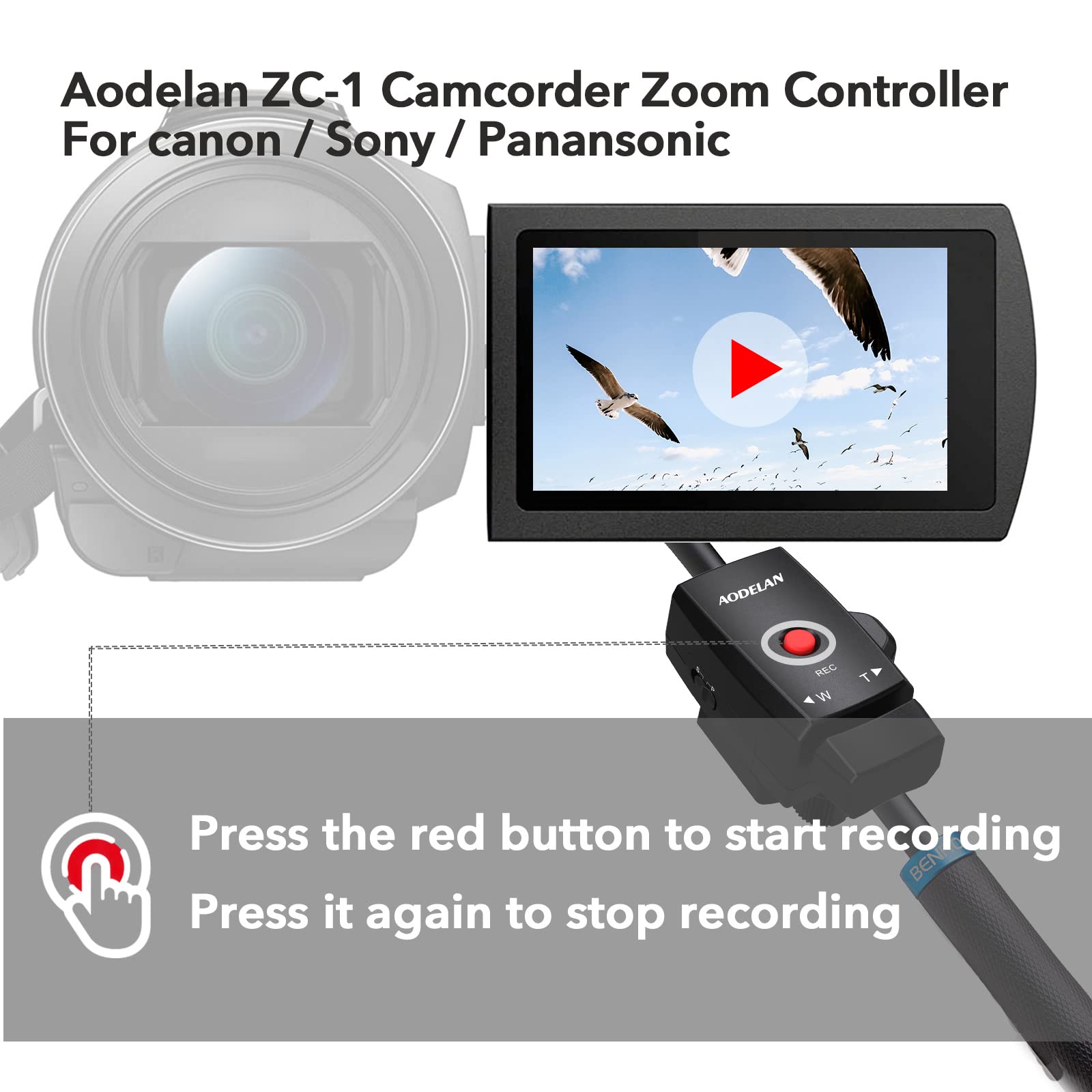 Camera Zoom Control Remote Controller, Camcorder Lanc Terminal Tripod Record Zoom Video For Sony 190P, 150P, Vx2000E, 2100E, Can