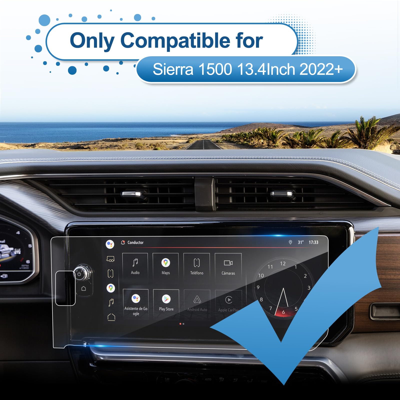 Coleya 2022 2023 2024 Sierra 1500 Screen Protector For Gmc Sierra 1500 (At4/At4X/Denali/Denali Ultimate) 13.4 Inch Touch Screen,