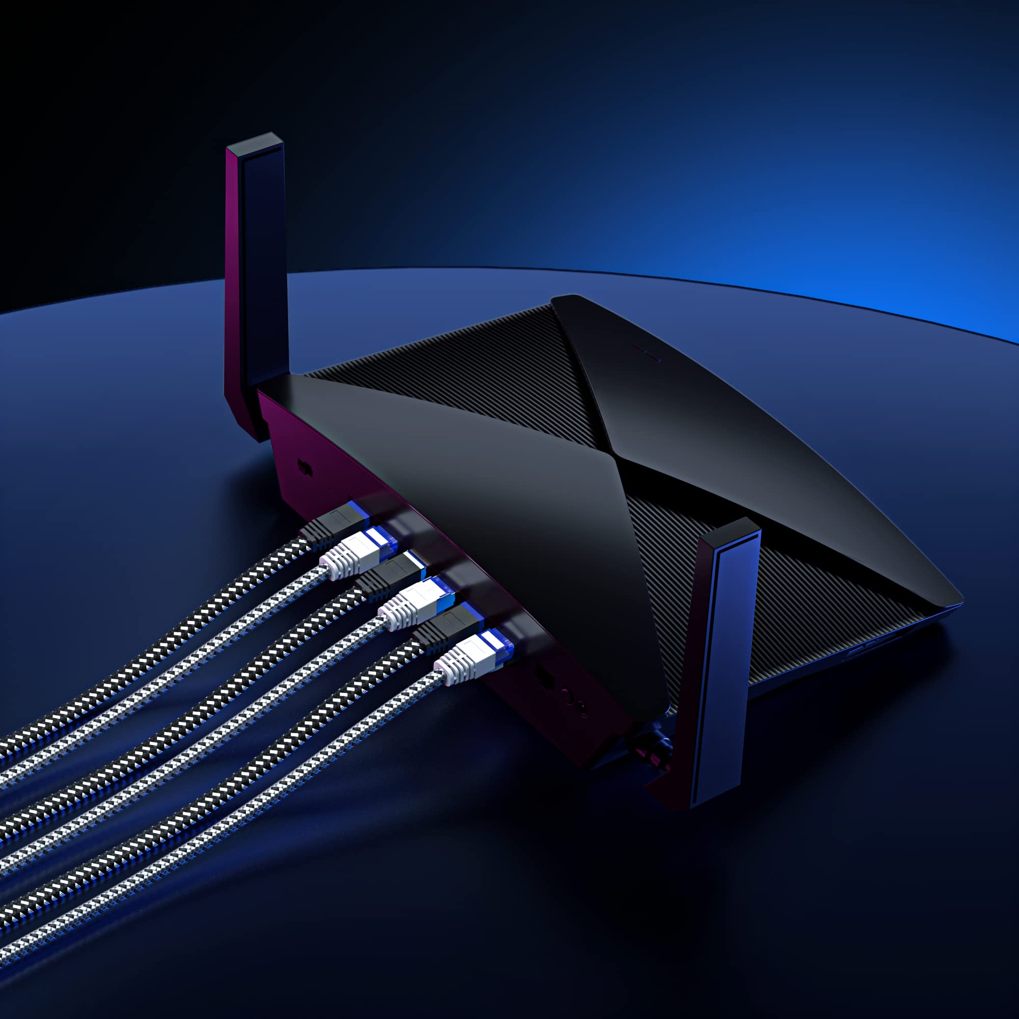 Maximm Cable Cat7 Flat Braided Ethernet Cable, 2 Pack (White, 12Ft) 10 Gbps, 600 Mhz, Shielded Rj45 Gold Connectors Ultra Thin Flexible Design For Home & Office Networking