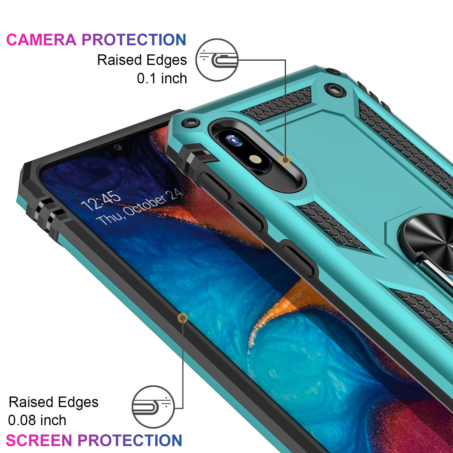 Ikazz For Galaxy A10E Case With Screen Protector,Military Grade Shockproof Heavy Duty Protective Phone Cover Pass 16Ft Drop Test