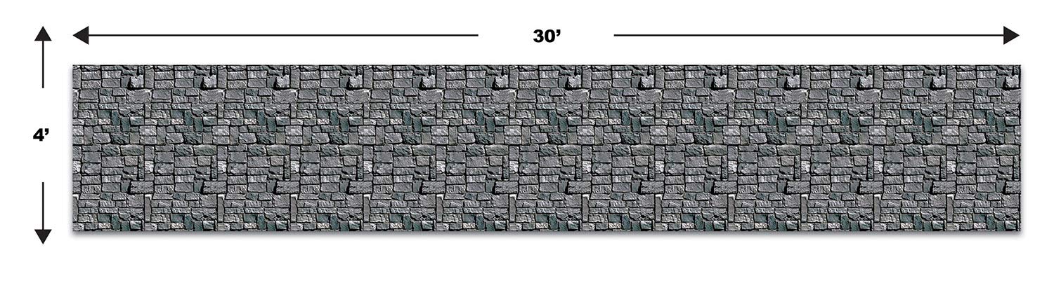 Beistle Brick Stone Wall Backdrops, 4 X 30, 2 Pack   Medieval Party Decorations, Medieval Decor Background, Photo Backdrop, Easy