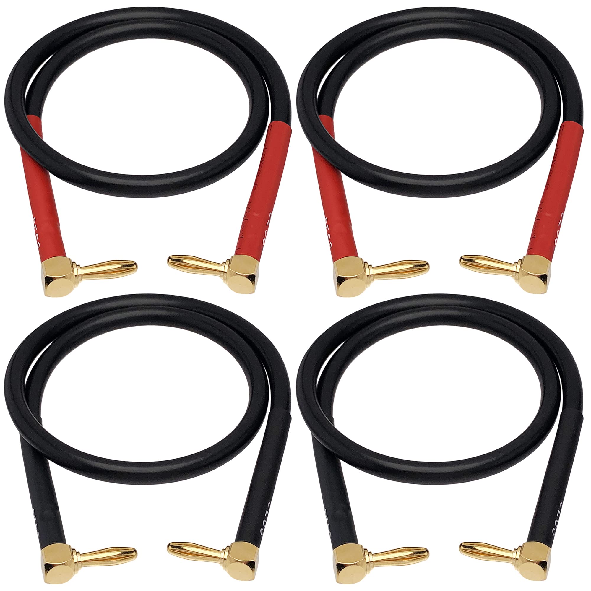 Cess 138 18I Banana Plug Cable Right Angle To Right Angle, 8 Gauge Soft Silicone Tinned Copper Wire, High Current Jumper/Connect