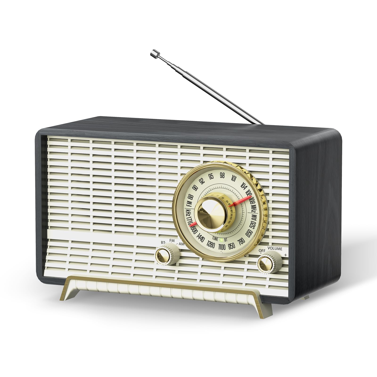 Yowguif Am Fm Radio Classic Retro Wood Table Radio Bluetooth Speakers Radios Plug In Wall With Rotary Knob Great For Home, Offic