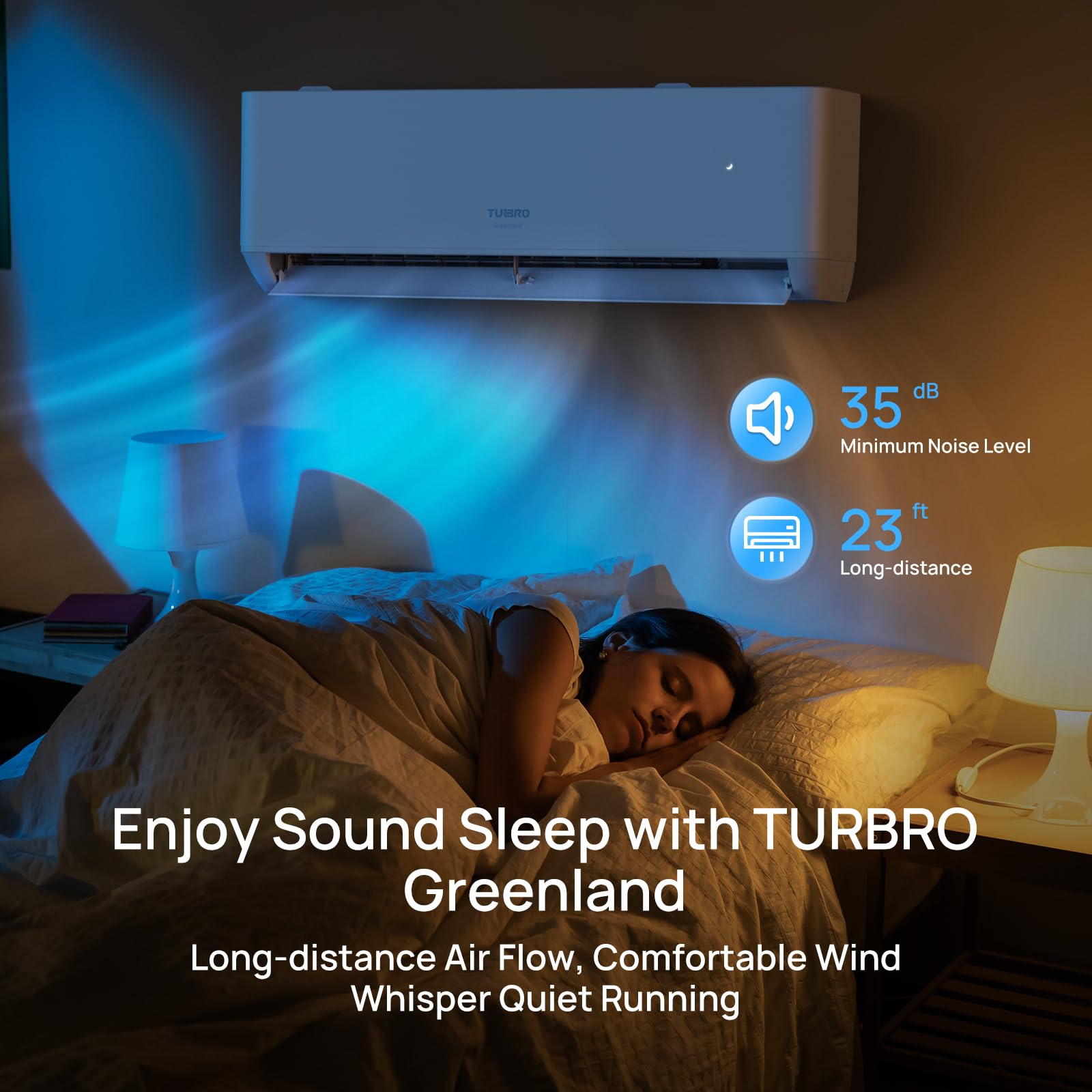 Turbro 24,000 Btu Ductless Mini Split Inverter Ac With Heat Pump, 20 Seer2, 230V, Wifi Enabled, Cools Up To 1,500 Sq.Ft, Energy