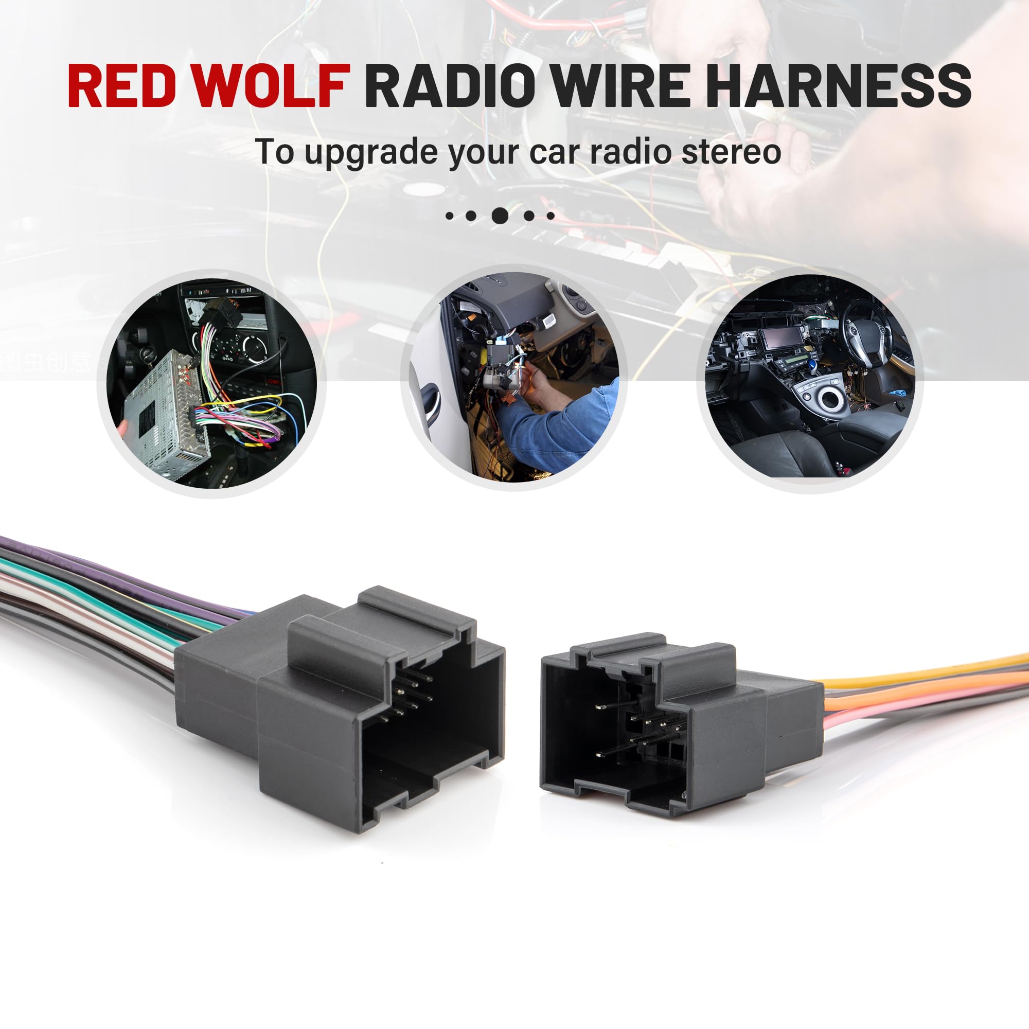 RED WOLF Radio Wiring Harness & Antenna Adapter for 2006-2013 GM GMC Sierra, Chevy Impala, Buick, Cadillac - Aftermarket Stereo Install
