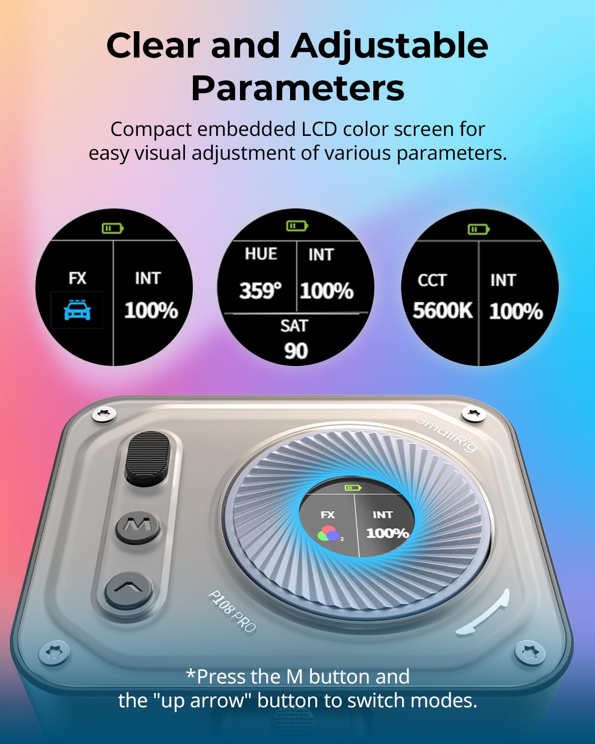 Smallrig Vibe P108 Pro Rgb Video Light, Portable Led Camera Light For Photography, Cold Shoe Light, Cri95+, 2500 6500K, 12 Effec
