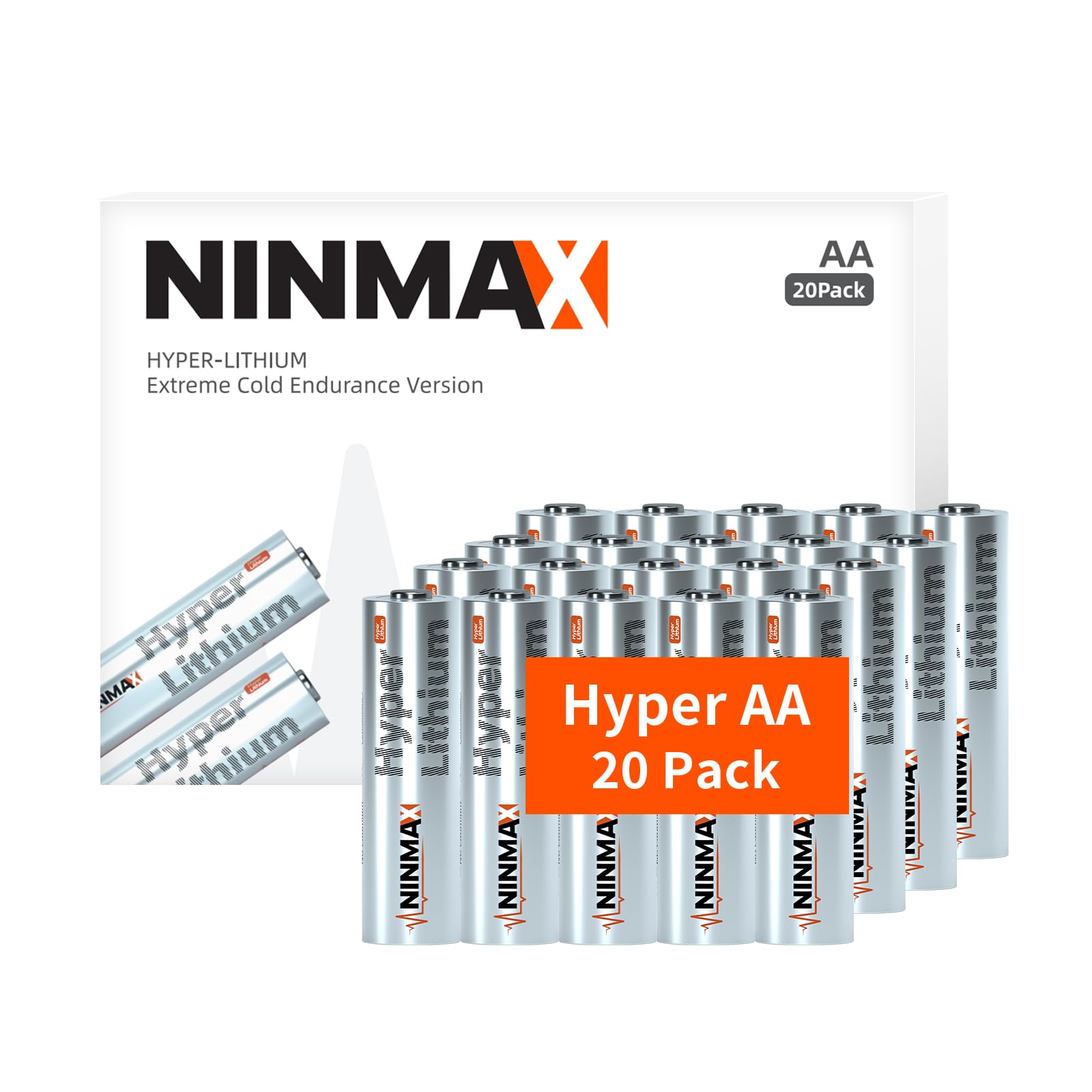NINMAX Hyper Lithium AA Batteries, 20 Pack 1.5V Longest Lasting Double A Battery, Low-Temperature Resistance Upgraded Version?No