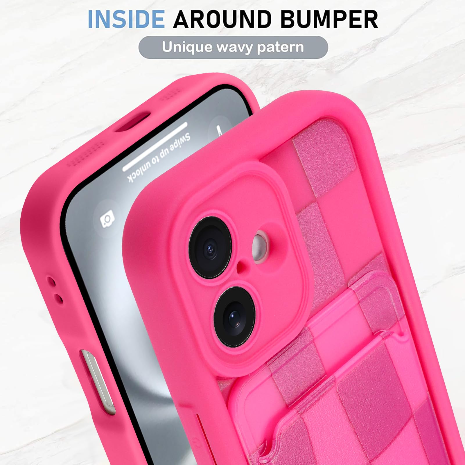 Kanghar Compatible With Iphone 16 Plus Case, Wallet Silicone Checkered Cute Pattern, Card Holder Camera Protection Soft Slim Sho