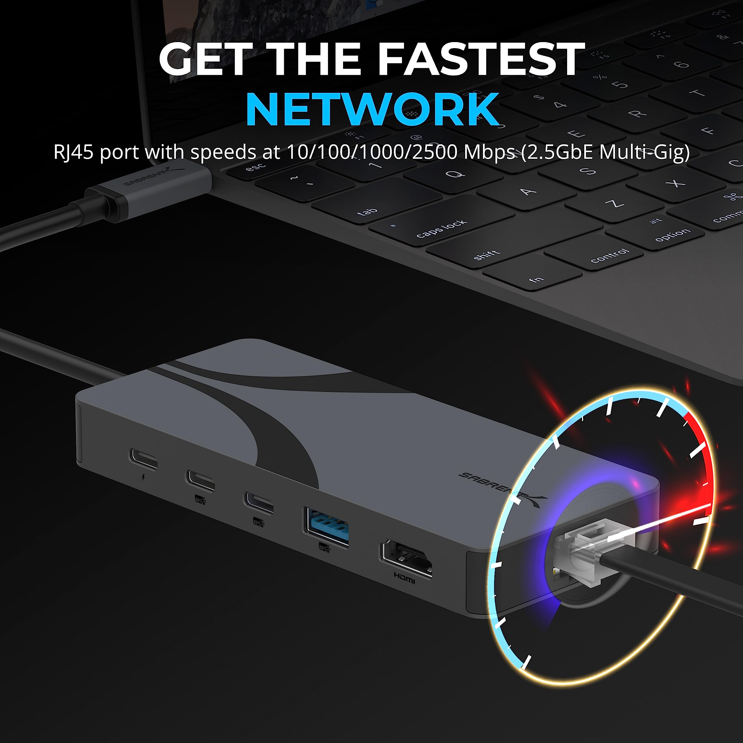 Sabrent Usb4 Hub, Travel Dock Hub With 2 Usb C Ports, 1 Usb A Port, Hdmi 2.1, 2.5Gbe And 85W Pd 3.0 [Hb U4Hp]