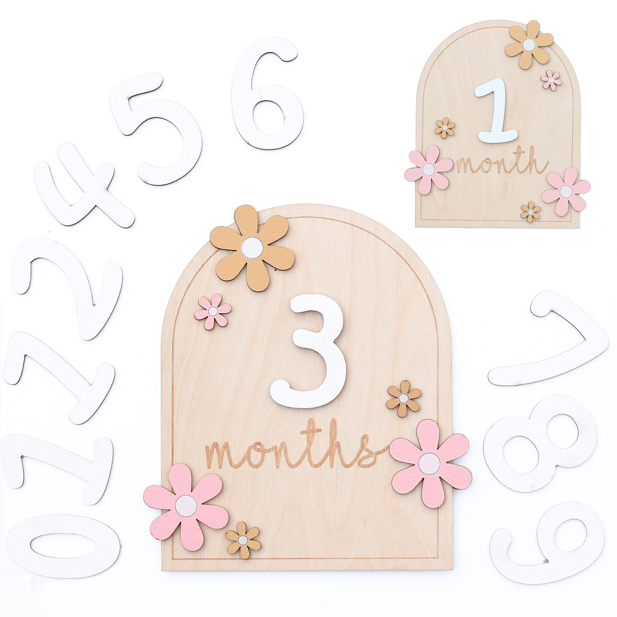 Baby Monthly Milestone Cards - Wooden Monthly Milestone Discs - Newborn Photography Props To Document Your Babys Growth - Baby A