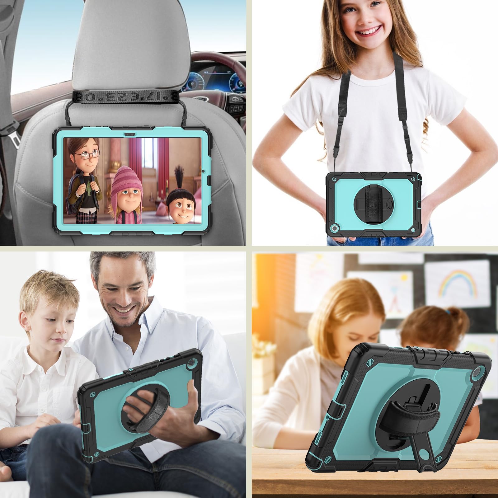 Herize Samsung Tab A9+ Case 11 Inch With Screen Protector Pen Holder | Drop Proof Silicone Rugged Protection Case W/360 Rotating