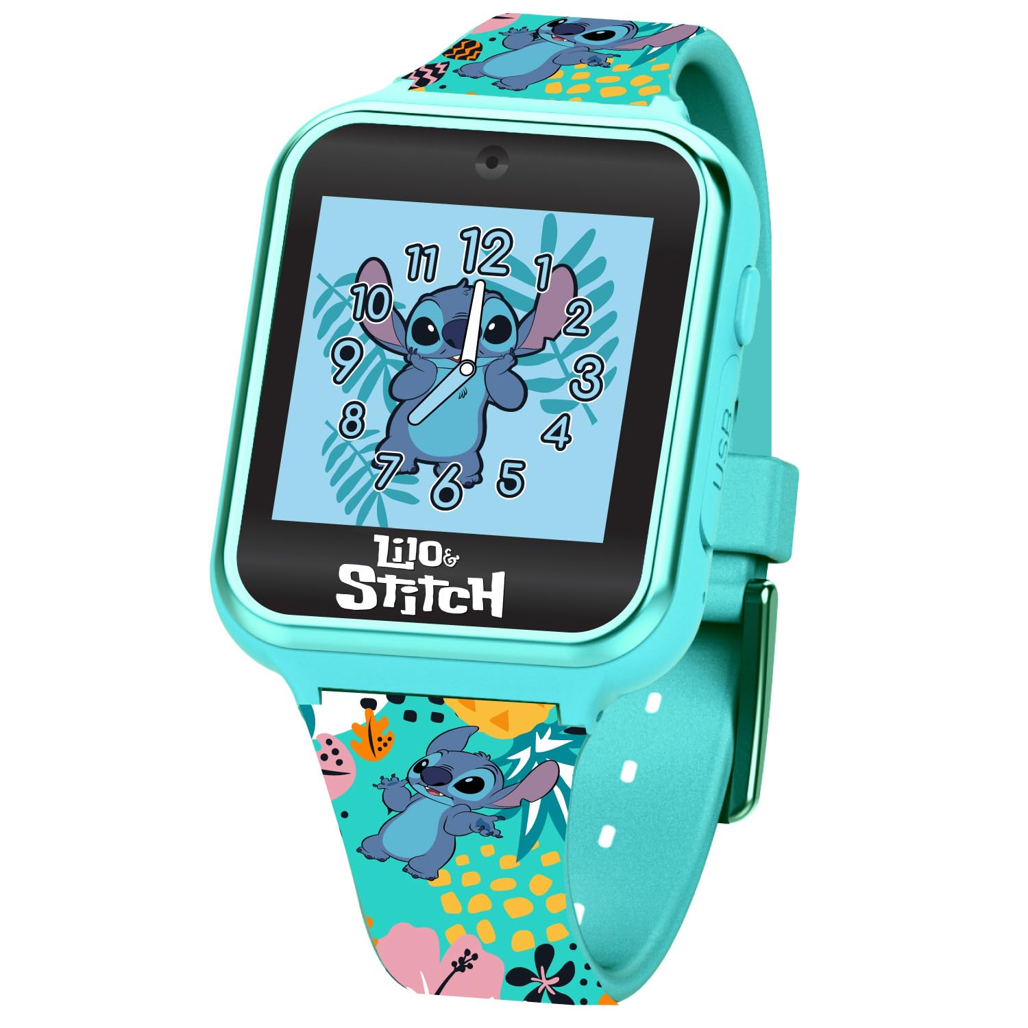 Disney Stitch Kids Smartwatch With Touchscreen, Camera, Games, Timer, Step Counter, Alarm & Calculator � Fun Interactive Watch With 10 Faces & Printed Silicone Strap � Fits Wrists 5.5' To 8'
