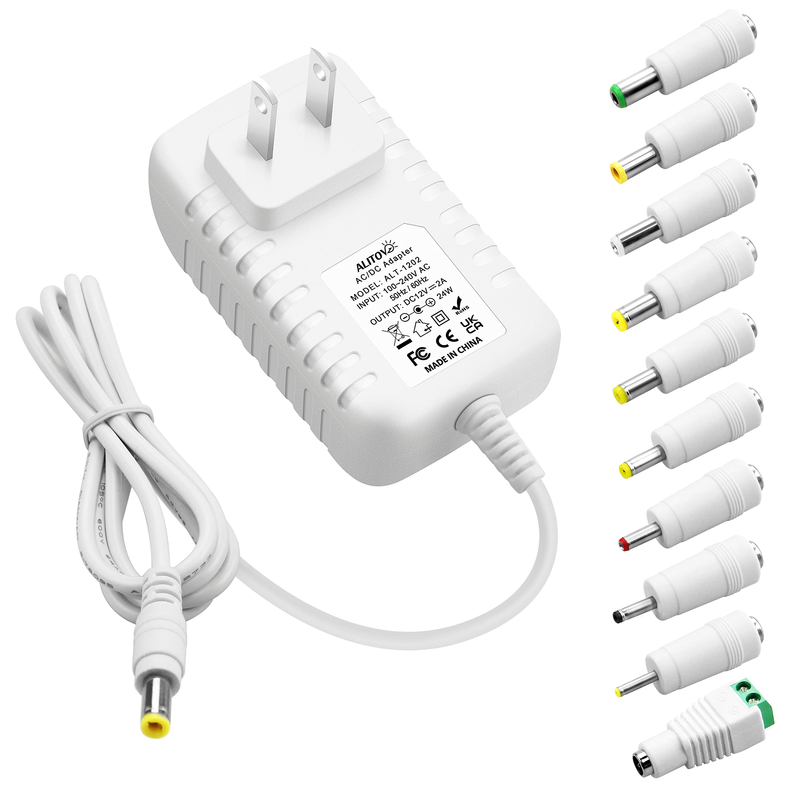 Alitove 12V 2A Power Supply 12 Volt Ac Adapter 100V~240V Ac To Dc 12V Power Adapter Cord 24W Ac/Dc Converter With 5.5X2.5 5.5X3.