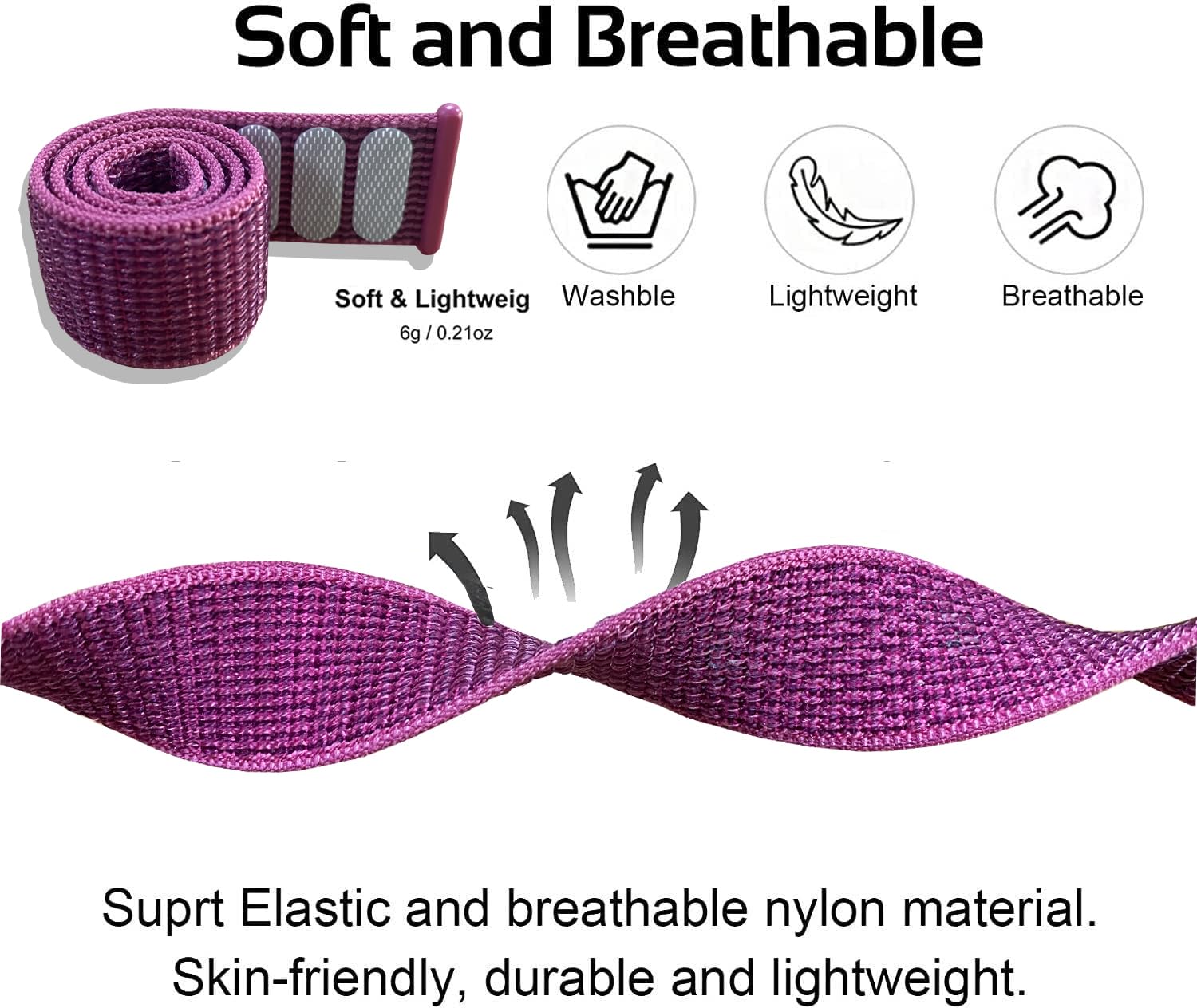 Olytop Fenix 7S / Fenix 6S / Fenix 5S / Instinct 2S Watch Bands, 20Mm Hook & Loop Quick Dry Nylon Sport Wristband Replacement St