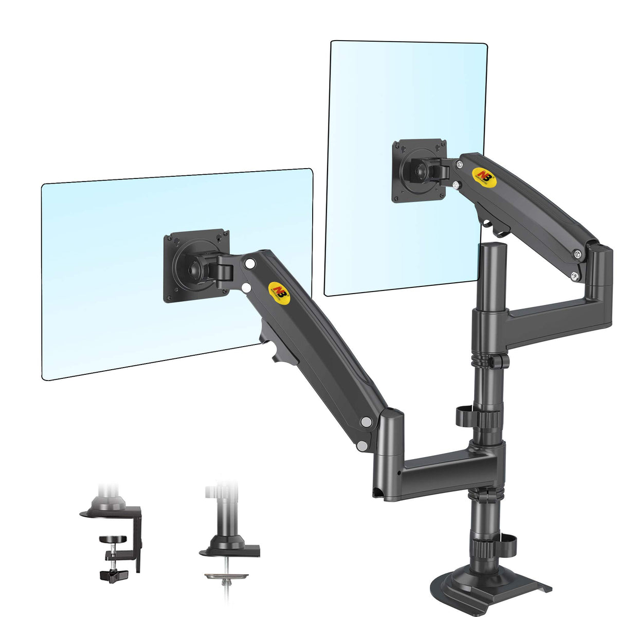 Nb North Bayou Dual Monitor Desk Mount Stand Full Motion Swivel Computer Monitor Arm Fits 2 Screens Up To 32'' With Load Capacit