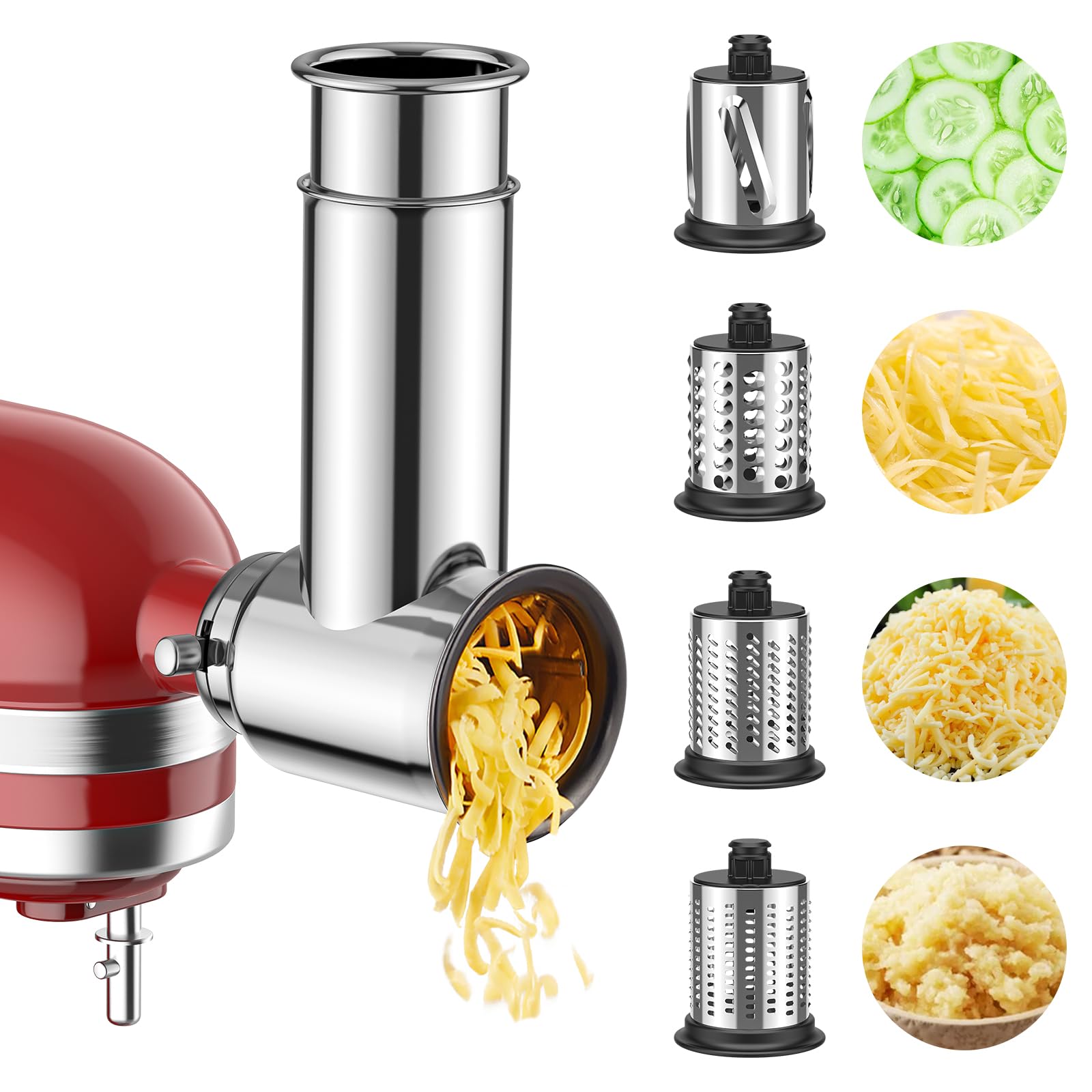 Meat Grinder & Stainless Steel Slicer Shredder Attachment For Kitchenaid Stand Mixer, Includes Metal Food Grinder Attachment Wit