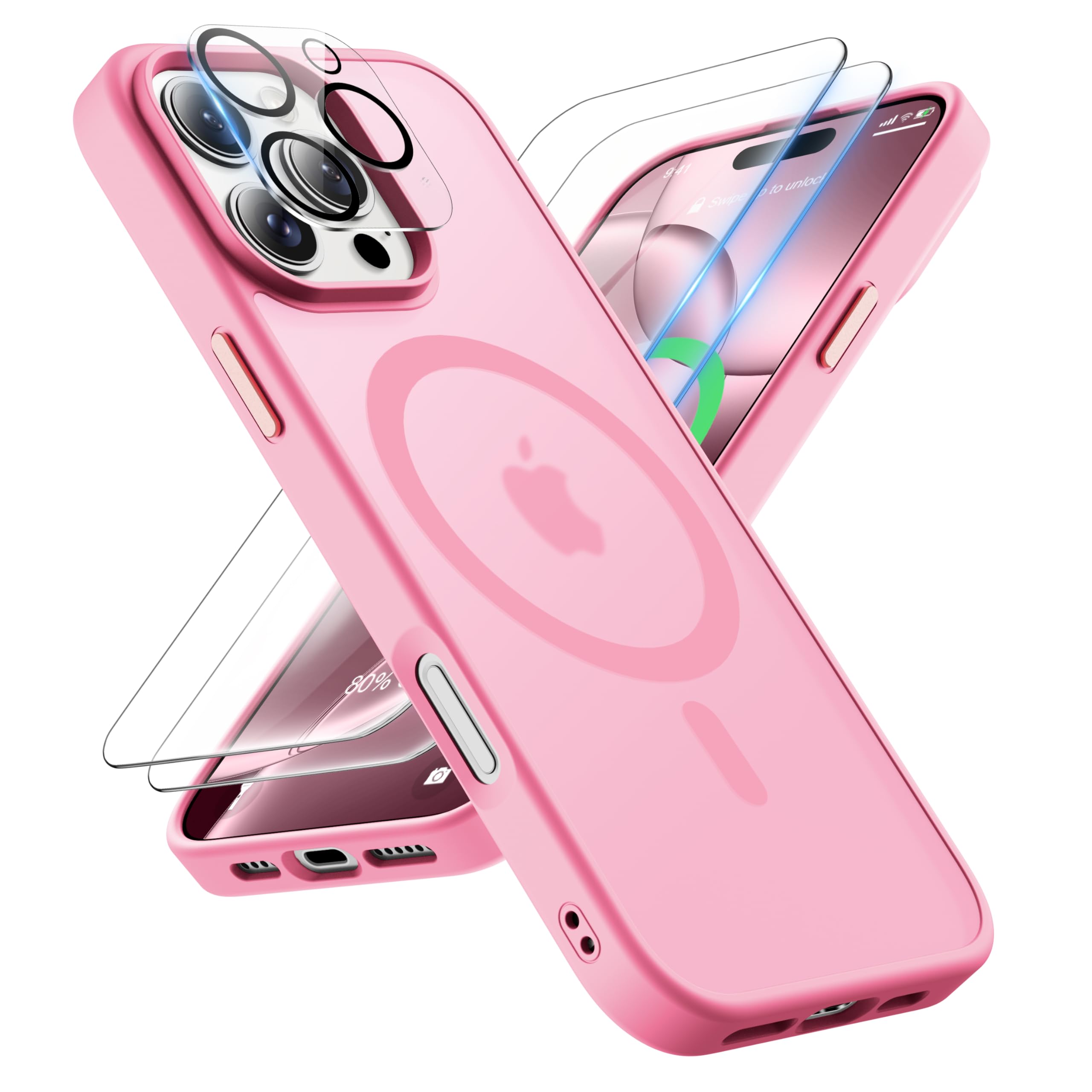 ORETECH Magnetic for iPhone 16 Pro Max Case, [Compatible with MagSafe] [Screen Protectors+ Camera Lens Protector] [15 FT Drop Pr