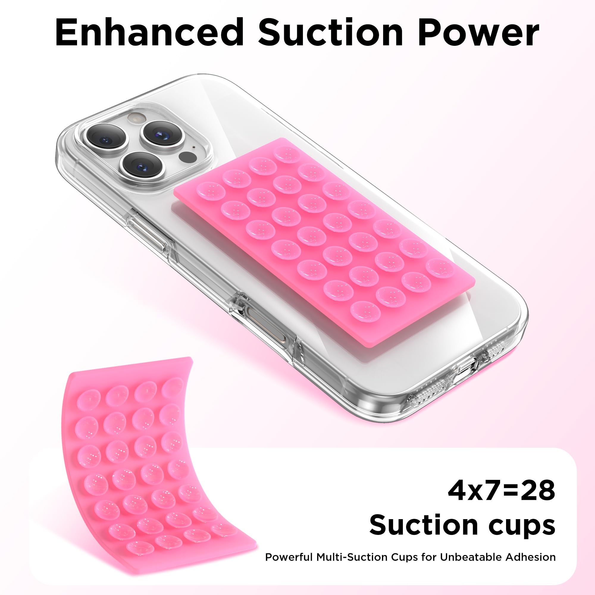 Coffker 2 Pack Silicone Suction Cup Phone Case Mount Double-Sided, Hands-Free Strong Grip Holder For Iphone And Android, Sticky